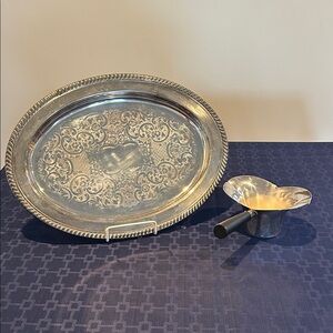FB Rogers Silver Tray and Gravy Boat Set tray 18 x 11.5 in gravy boat 6x4 in